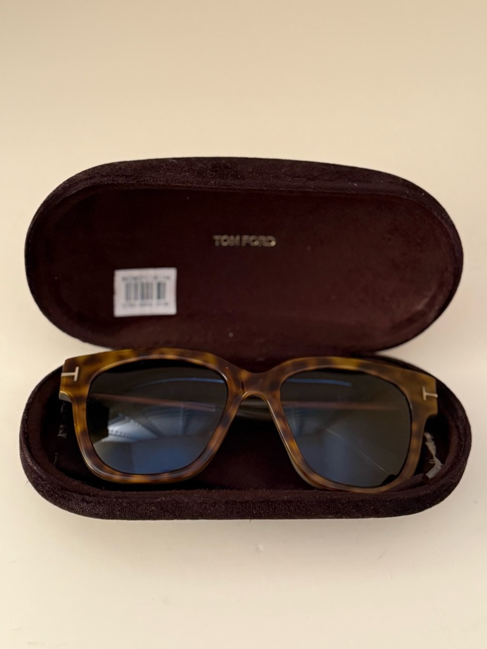 Tom Ford Tortoiseshell Frame Sunglasses with Blue Lenses